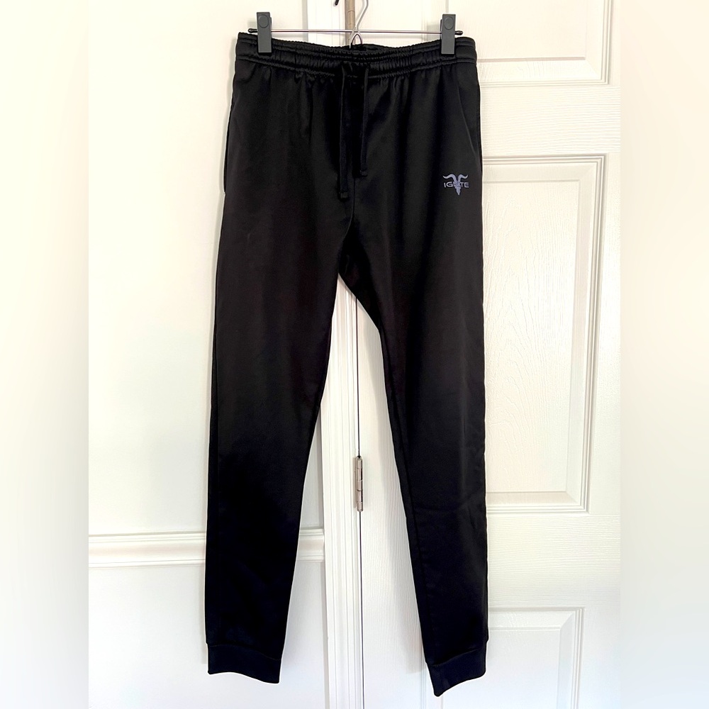 Ignite black fleece jogger Sweatpants grey men's M drawstrings two pocket logo